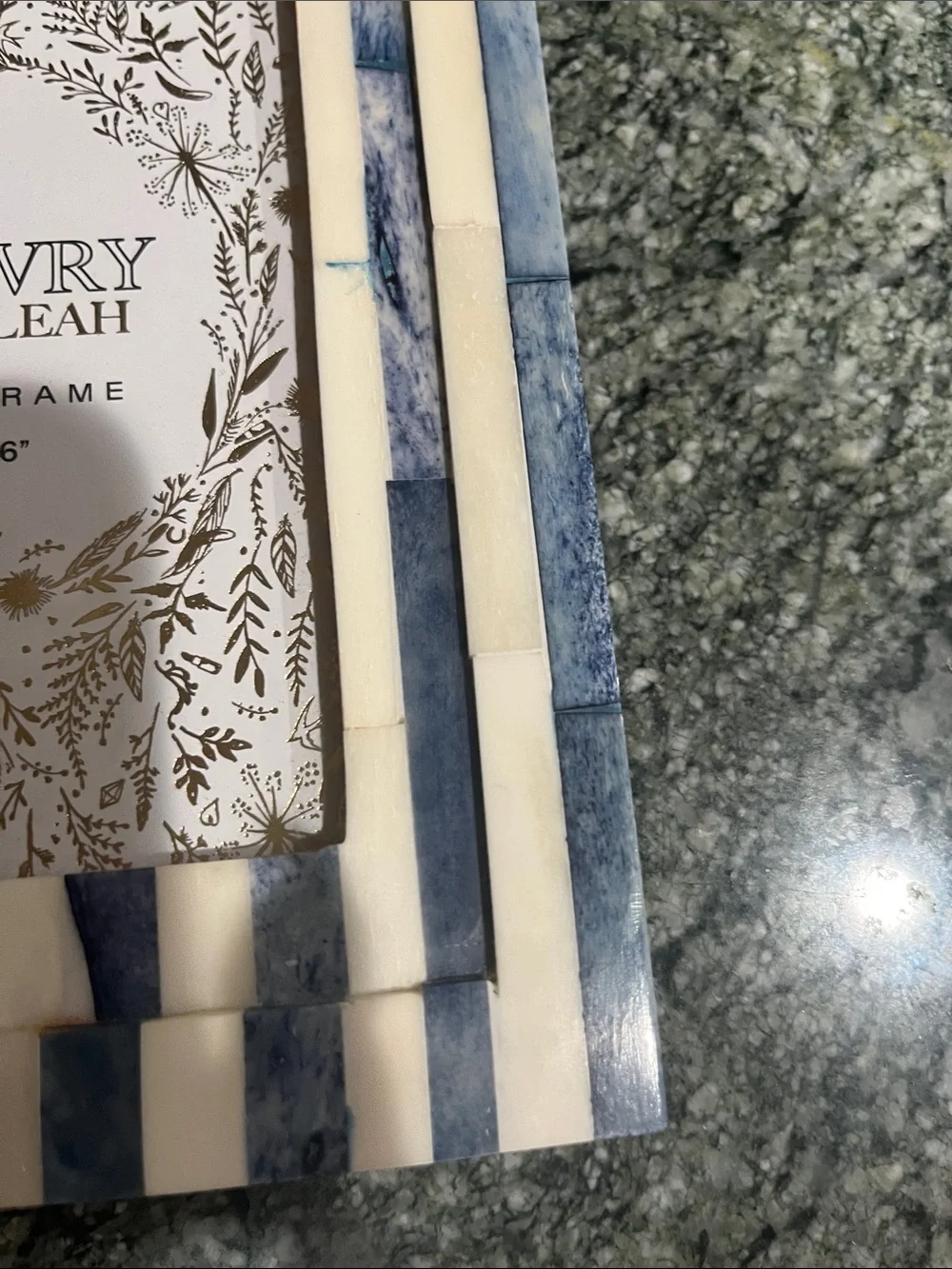 Shiraleah Blue and White Striped Mosaic Picture Frame